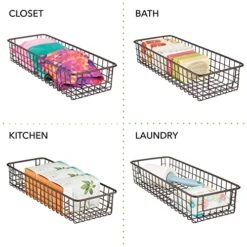 MDesign Shallow Metal Wire Basket For Storage Pantry - Kitchen Organization Basket With Handles - Bin Basket For Organizing Cabinets Or Countertop - Concerto Collection - 4 Pack - Bronze 19 MDesign Shallow Metal Wire Basket For Storage Pantry - Kitchen Organization Basket With Handles - Bin Basket For Organizing Cabinets Or Countertop - Concerto Collection - 4 Pack - Bronze -Songmics Furniture Shop 51iJSUhvPsL