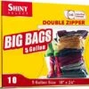 [ 10 COUNT ] Extra Large Food Storage Plastic Bags With Double Zipper Top - 5 Gallon Bags - 18" X 24" - BPA-Free - Big Storage Bags For Clothes, Travel, Moving, Freezer Bags, 2-mil Thick Clear Plastic Bags (10)