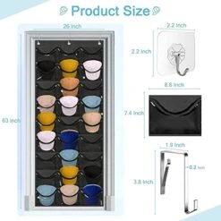 INPHER Hat Organizer For Baseball Caps - 27 Pockets Hat Racks For Baseball Caps Clear Deep Hat Storage Holder Rack For Wall Door With 6 Hooks 12 INPHER Hat Organizer For Baseball Caps - 27 Pockets Hat Racks For Baseball Caps Clear Deep Hat Storage Holder Rack For Wall Door With 6 Hooks -Songmics Furniture Shop 51iO9yI08PL