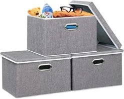 Yawinhe Collapsible Storage Box (1-Pack), 15x9.8x9.8in, Waterproof Storage Basket Bins, With Lids And 2 Handles, For Clothes, Closet Organizers And Storage Containers, Grey, USNK066GL-1 -Songmics Furniture Shop 51iVjFS9ZsL. AC 1