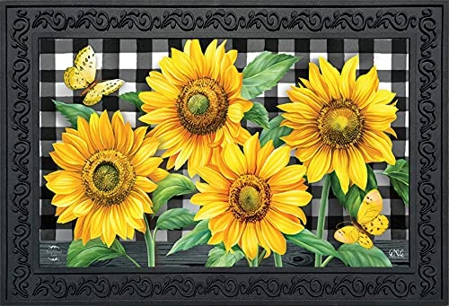 Briarwood Lane Checkered Sunflowers Summer Doormat Everyday Floral Indoor Outdoor 30" X 18" 1 Briarwood Lane Checkered Sunflowers Summer Doormat Everyday Floral Indoor Outdoor 30" X 18"