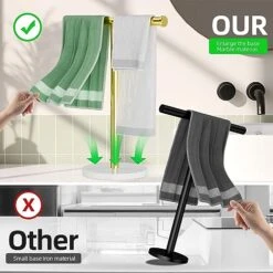 Blemoacha Towel Rack,T Shape Freestanding Towel Racks For Bathroom,Organizer Countertop Hand Towels Stand,Kitchen Vanity Marble Plinth Towel Holder,304 Stainless Steel Towel Bar (Ti Gold) -Songmics Furniture Shop 51igyD88u2L