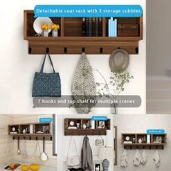 Zaboro Home Coat Rack Shoe Bench Set, Entryway Bench With Coat Rack 5 In 1 Design Shoe Rack Bench With Hooks And Storage Shelf For Entryway, Hallway, Bedroom, Oak -Songmics Furniture Shop 51ii6oyzpWL