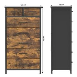 IKNEO 7 Drawer Tall Dresser, Industrial Wood Storage Dresser Clothes Organizer, Sturdy Steel Frame, Storage Dresser For Bedroom -Songmics Furniture Shop 51intEMZ2qL