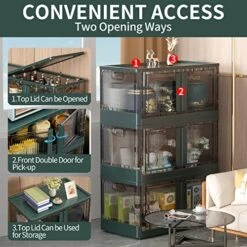 Sineda 4 Pack Storage Bins With Lids - 19 Gallon Collapsible Storage Bins With Wheels And Door, Stackable Storage Bins For Clothing, Blankets, Books, Bedding And Toys.(19 Gal-4Pack, Green) 17 Sineda 4 Pack Storage Bins With Lids - 19 Gallon Collapsible Storage Bins With Wheels And Door, Stackable Storage Bins For Clothing, Blankets, Books, Bedding And Toys.(19 Gal-4Pack, Green) -Songmics Furniture Shop 51isHj2kmWL