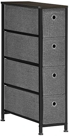 SONGMICS Narrow Dresser With 4 Fabric Drawers Vertical Slim Storage Tower Unit, 7.9", Light Gray 6 SONGMICS Narrow Dresser With 4 Fabric Drawers Vertical Slim Storage Tower Unit, 7.9", Light Gray - Image 6