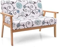 POWERSTONE Modern Upholstered Loveseat, Fabric Loveseat Sofa Couch Wooden 2-Seat Armchair For Home And Office (Yellow, Loveseat) -Songmics Furniture Shop 51iy26B21KL. AC