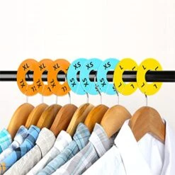 40 Pack Round Colorful Plastic Clothing Size Closet Rack Dividers Hangers, 8 Assorted Colors, Preprinted In 8 Sizes XXS, XS, S, M, L, XL, XXL, XXXL (Outer 3.5”, Inner Diameter 1.38”) -Songmics Furniture Shop 51iykI7pVKL