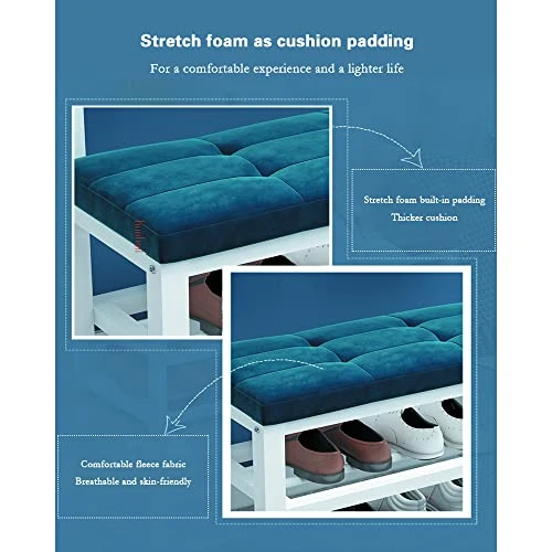 4-in-1 Hall Tree Coat Rack Shoe Bench Hall Tree With Storage Bench Modern Hall Tree With Storage Bench Hall Tree With Bench And Shoe Storage Entryway Hall Tree With Coat Rack (31 In, White + Blue) 3 4-in-1 Hall Tree Coat Rack Shoe Bench Hall Tree With Storage Bench Modern Hall Tree With Storage Bench Hall Tree With Bench And Shoe Storage Entryway Hall Tree With Coat Rack (31 In, White + Blue) - Image 3