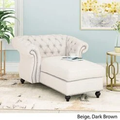 Phyllis Modern Glam Chesterfield Chaise Lounge, Beige And Dark Brown 12 Phyllis Modern Glam Chesterfield Chaise Lounge, Beige And Dark Brown -Songmics Furniture Shop 51j0PPZfS2L