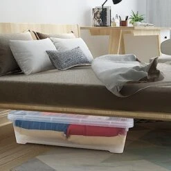 GENERIC Esdiplot 3-Pack 40 L Plastic Underbed Storage Box With Lid, Wheels Under Bed Storage Box -Songmics Furniture Shop 51j0ZcUolhL