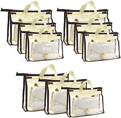 9Pcs Clear Handbag Storage Dust Cover Organizer Bags, Transparent Dustproof Purse Protector Storage Bag With Zipper Handles For Closet Shelf--3 Sizes (Grey) 7 9Pcs Clear Handbag Storage Dust Cover Organizer Bags, Transparent Dustproof Purse Protector Storage Bag With Zipper Handles For Closet Shelf--3 Sizes (Grey) - Image 7