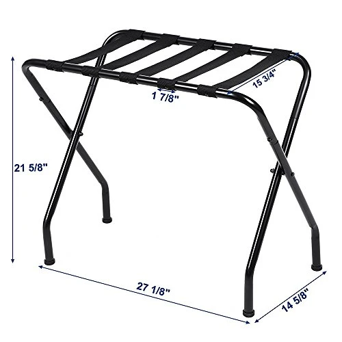 Goujxcy 100lb Capacity Metal Luggage Rack, Heavy Duty Foldable Luggage Rack Travel Luggage Rack With Nylon Straps For Home, Bedroom, Hotel 2 Goujxcy 100lb Capacity Metal Luggage Rack, Heavy Duty Foldable Luggage Rack Travel Luggage Rack With Nylon Straps For Home, Bedroom, Hotel - Image 2