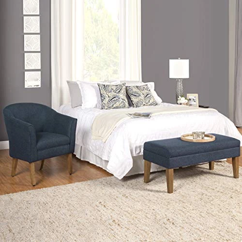 Homepop Home Decor | Upholstered Decorative Storage Ottoman Bench | Ottoman Bench With Storage For Living Room & Bedroom | Decorative Home Furniture, Navy Large 2 Homepop Home Decor | Upholstered Decorative Storage Ottoman Bench | Ottoman Bench With Storage For Living Room & Bedroom | Decorative Home Furniture, Navy Large - Image 2