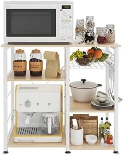 Soges Microwave Cart Stand, Multi-Functional Kitchen Bakers Rack Utility, Kitchen Storage Cart Workstation Shelf For Baker, Rack, Spice Rack Organizer, White Maple -Songmics Furniture Shop 51j5uPdkkL. AC