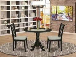 East West Furniture DLCL5-WHI-C 5Pc Dining Set Includes A Round Dinette Table With Drop Leaves And Four Double X Back Microfiber Seat Kitchen Chairs, White Finish, 5 -Songmics Furniture Shop 51j9XlFbxSL. AC