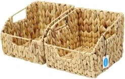 Casaphoria Round Water Hyacinth Garbage Baskets For Storage Natural Woven Hyacinth Laundry Rubbish Basket Durable Circular Waste Baskets Home Beautiful Decoration Storageworks Recycling Bin -Songmics Furniture Shop 51jCiPsvlpL. AC