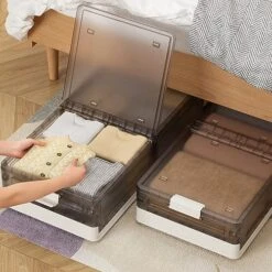 Under Bed Storage With Wheels - 7.88'' High Under Bed Storage Bins For Clothes Underbed Storage Containers With Lids 13.5Gal Folding Cube Storage Plastic Storage Stackable Laundry Organization And Storage Blanket Storage 27 Under Bed Storage With Wheels - 7.88'' High Under Bed Storage Bins For Clothes Underbed Storage Containers With Lids 13.5Gal Folding Cube Storage Plastic Storage Stackable Laundry Organization And Storage Blanket Storage -Songmics Furniture Shop 51jF2oyN4GL. AC 1