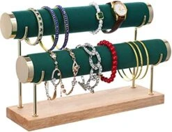Aqerimit White Bangle Display Holder With T-bar Two Tier Bracelet Stand Storage Towers For Jewelry Organization -Songmics Furniture Shop 51jNfVHwScL. AC
