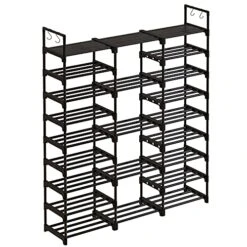 WOWLIVE 9 Tiers Large Shoe Rack Shoe Storage Shoe Organizer 50-55 Pairs Shoe Tower Unit Shelf Durable Metal Pipes With Plastic Connectors Stackable Shoe Cabinet Black(SSS3B9)