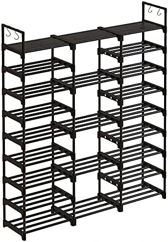 WOWLIVE 9 Tiers Large Shoe Rack Shoe Storage Shoe Organizer 50-55 Pairs Shoe Tower Unit Shelf Durable Metal Pipes With Plastic Connectors Stackable Shoe Cabinet Black(SSS3B9) 7 WOWLIVE 9 Tiers Large Shoe Rack Shoe Storage Shoe Organizer 50-55 Pairs Shoe Tower Unit Shelf Durable Metal Pipes With Plastic Connectors Stackable Shoe Cabinet Black(SSS3B9) - Image 7