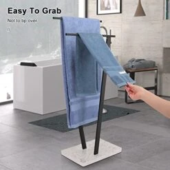 Winmien Freestanding Towel Rack For Bathroom, SUS 304 Stainless Steel Towel Holder With Marble Base For Bathroom Floor, Pool, 2-Tier (Black) -Songmics Furniture Shop 51jV1B05ftL