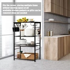 JXRCW Baker's Rack, 4-Shelf Storage Rack Industrial Style Wire Rack Standing Shelves For Home & Kitchen Black -Songmics Furniture Shop 51jVQDmW3sL