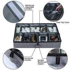 Vailando Shoe Storage Organizer With Adjustable Dividers, Made With Reinforced Construction & Breathable Materials, Fits 24 Pairs Total, Excellent Underbed Storage Solution, 2 Pc Set 6 Vailando Shoe Storage Organizer With Adjustable Dividers, Made With Reinforced Construction & Breathable Materials, Fits 24 Pairs Total, Excellent Underbed Storage Solution, 2 Pc Set -Songmics Furniture Shop 51jVdoT5X3L