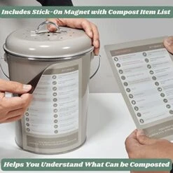 Compost Tumbler, Kitchen Compost Bin Countertop, Indoor Compost Bin Kitchen, Compost Bucket Kitchen, Compost Bins, Compost Caddy, Counter Food Composter For Kitchen, Greige (Beige-Grey) Compost Pail 11 Compost Tumbler, Kitchen Compost Bin Countertop, Indoor Compost Bin Kitchen, Compost Bucket Kitchen, Compost Bins, Compost Caddy, Counter Food Composter For Kitchen, Greige (Beige-Grey) Compost Pail -Songmics Furniture Shop 51jekm0pHjL