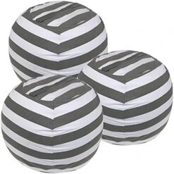 2-pack Stuffed Animal Storage Bean Bags For Kids Room Empty Animal Beanbag Chair Covers Only Without Filling Small Storage Bags For Toddlers, Children, Boys, Girls Room Decor, White Grey Blue Stripes -Songmics Furniture Shop 51jisdUu7gS. AC