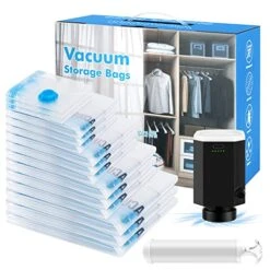 Vacuum Storage Bags With Cordless Powerful Electric Air Pump,15 Pack (3 Jumbo/3 Large/3 Medium/3 Compact/3 Small) Reusable Space Saver Bags,Vacuum Sealer Bags For Travel, Clothes,Luggage,Compression Seal For Comforters,Blankets,Hand Pump Included