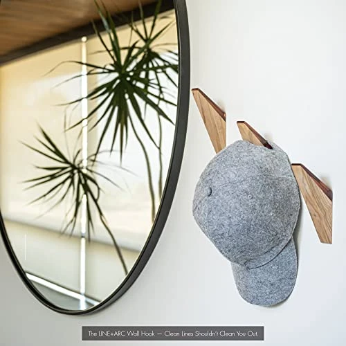 LINE+ARC The Wall Hook (Set Of 3, Amber). Solid Olive Wood & Acrylic Resin. Mid-Century Modern, Minimalist, Scandinavian, Decorative Entryway For Coat Hat Towel. Fasteners Included. 25lb Weight Limit 4 LINE+ARC The Wall Hook (Set Of 3, Amber). Solid Olive Wood & Acrylic Resin. Mid-Century Modern, Minimalist, Scandinavian, Decorative Entryway For Coat Hat Towel. Fasteners Included. 25lb Weight Limit - Image 4