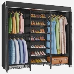 VIPEK S3C Heavy Duty Portable Closet, Adjustable Shoe Rack Wire Shelf, Large Wardrobe Organizer For Bedroom Storage, Free Standing Clothes Rack With Hanging Rod, Custom White Rack With Black Cover 15 VIPEK S3C Heavy Duty Portable Closet, Adjustable Shoe Rack Wire Shelf, Large Wardrobe Organizer For Bedroom Storage, Free Standing Clothes Rack With Hanging Rod, Custom White Rack With Black Cover -Songmics Furniture Shop 51jrsGen3QL. AC
