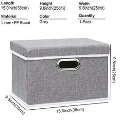 Yawinhe Collapsible Storage Box (1-Pack), 15x9.8x9.8in, Waterproof Storage Basket Bins, With Lids And 2 Handles, For Clothes, Closet Organizers And Storage Containers, Grey, USNK066GL-1 -Songmics Furniture Shop 51jsFmqYp3L