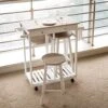AIIT Wood Breakfast Cart - With Drop Leaf & 2 Drawers, Dining Table & Chair Sets Kitchen Trolley Island Cart For Small Space