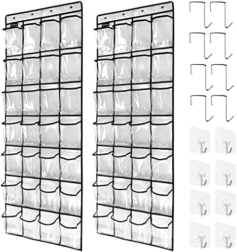 TidyMaster 2 Pack 28 Large Pockets Hanging Shoe Organizer Over The Door Shoe Rack For Closet Door Storage Shoe Holder Hanger.8+8Hooks.Imitation Linen Gray 8 TidyMaster 2 Pack 28 Large Pockets Hanging Shoe Organizer Over The Door Shoe Rack For Closet Door Storage Shoe Holder Hanger.8+8Hooks.Imitation Linen Gray - Image 8