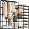 UNITSTAGE Portable Closet Wardrobe Freestanding Closet Organizer With Shoe Rack For Hanging Clothes 77.4x11.8x66 Inches For Bedroom Living Room With Plastic Connectors Rubber Hammer Black