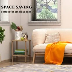 LUCKNOCK Side Table, 2-Tier Solid Wood End Table With Storage Shelf, Slim Nightstand Bedside Table For Small Spaces, Bedroom, Living Room, Entryway, Farmhouse, No-Tool Assembly. 7 LUCKNOCK Side Table, 2-Tier Solid Wood End Table With Storage Shelf, Slim Nightstand Bedside Table For Small Spaces, Bedroom, Living Room, Entryway, Farmhouse, No-Tool Assembly. -Songmics Furniture Shop 51k335jOHlL