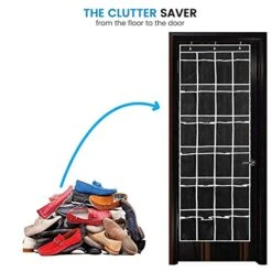 ZOBER Over The Door Shoe Organizer 3 Pack - 12 Mesh Pockets, Space Saving Hanging Shoe Holder For Maximizing Shoe Storage, Accessories, Toiletries, Etc. No Assembly Required (Black) 9 ZOBER Over The Door Shoe Organizer 3 Pack - 12 Mesh Pockets, Space Saving Hanging Shoe Holder For Maximizing Shoe Storage, Accessories, Toiletries, Etc. No Assembly Required (Black) -Songmics Furniture Shop 51k3smgCPVL