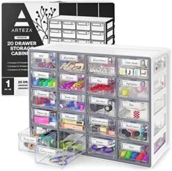 Arteza Desk Drawer Organizer, Multipurpose 12-Drawer Cabinet For Makeup Storage, Tools, And Art Supplies, 9.21in X 16.22in X 12.79in -Songmics Furniture Shop 51k4CT9l1PL. AC