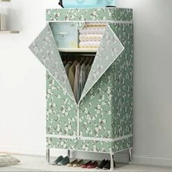 AKDXM Non-Woven Clothing Storage Cabinet Portable Independent Clothing Storage Bag With Hanging Rods Storage Strong Fabric Cover Standing Closet Storage Bag Easy Assemble,Green,85x45x166cm -Songmics Furniture Shop 51k92zgXbBS. AC