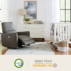 CHITA Power Recliner Swivel Glider, Upholstered Faux Leather Living Room Reclining Sofa Chair With Lumbar Support, Cognac Brown -Songmics Furniture Shop 51kCJ9McAVL