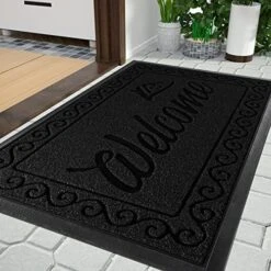 Yimobra Welcome Front Door Mat, Heavy Duty Easy Clean Doormat Indoor Outdoor, Waterproof Quick Dry Floor Mat For Home, Garage, Hign Traffic Areas, Non Slip, Low Profile, 29.5X17 Inches, Black Gray -Songmics Furniture Shop 51kJ1O6dEUL. AC 1