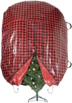 Zober Upright Christmas Tree Storage Bag - Fits 9 Ft Artificial Tree - Christmas Tree Bag W/Drawstring Hem, Zipper, And Carrying Handles - Plastic, Waterproof - Red -Songmics Furniture Shop 51kNbjIubL. AC