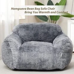 Homguava Giant Bean Bag Chair Sofa High-Density Foam Filled Sofa Chair Large Lazy BeanBag Sofa With Armrests For Living Room, Bedroom (Grey) -Songmics Furniture Shop 51kPmm2Dn2L