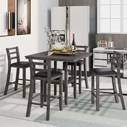 5-Piece Dining Table Set, Solid Wood Home Kitchen Table And 4 Cross Back Chairs, Farmhouse Rustic Style Compact Dinette Set For Small Space (Cherry+W2) -Songmics Furniture Shop 51kQMXZ0ntS. AC