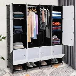VINGLI Portable Closet Wardrobe, Cube Storage Organizer, Plastic Storage Closet, Shelf Unit, DIY Cube Shelves With Doors And Hanging Rods, 36 Cubes 19 VINGLI Portable Closet Wardrobe, Cube Storage Organizer, Plastic Storage Closet, Shelf Unit, DIY Cube Shelves With Doors And Hanging Rods, 36 Cubes -Songmics Furniture Shop 51kQrgduyL. AC