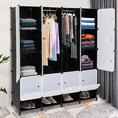VINGLI Portable Closet Wardrobe, Cube Storage Organizer, Plastic Storage Closet, Shelf Unit, DIY Cube Shelves With Doors And Hanging Rods, 36 Cubes 10 VINGLI Portable Closet Wardrobe, Cube Storage Organizer, Plastic Storage Closet, Shelf Unit, DIY Cube Shelves With Doors And Hanging Rods, 36 Cubes - Image 10