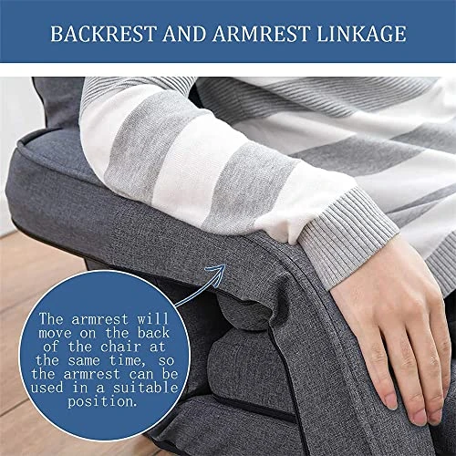 FLOGUOR Indoor Floor Gaming Chairs For Adults With Back Support,Chaise Lounge, 42-Position Folding Lazy Sofa With Pillow For Living Room, Bedroom, Balcony(Grey) 8803GR 3 FLOGUOR Indoor Floor Gaming Chairs For Adults With Back Support,Chaise Lounge, 42-Position Folding Lazy Sofa With Pillow For Living Room, Bedroom, Balcony(Grey) 8803GR - Image 3