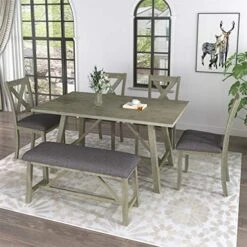 Harper & Bright Designs 7-Piece Wooden Dining Table Set, Extendable Dining Table With 12” Leaf & 2 Drawers,Dining Table With 6 Chairs, Mutifunctional Kitchen Table And Chairs For 6,Brown + White -Songmics Furniture Shop 51kTM9bJlRL. AC
